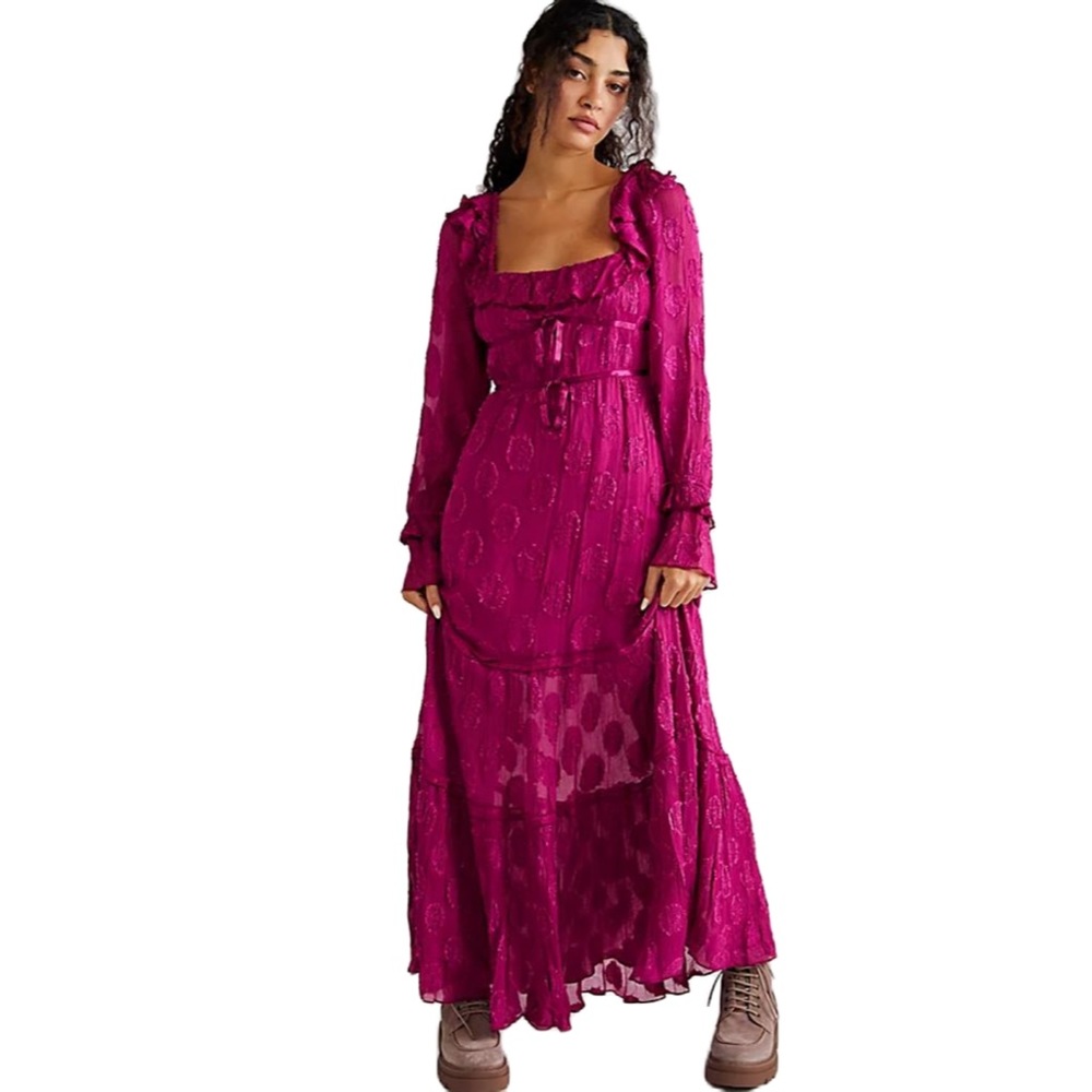 Free People Yara Maxi Dress in Mulberry